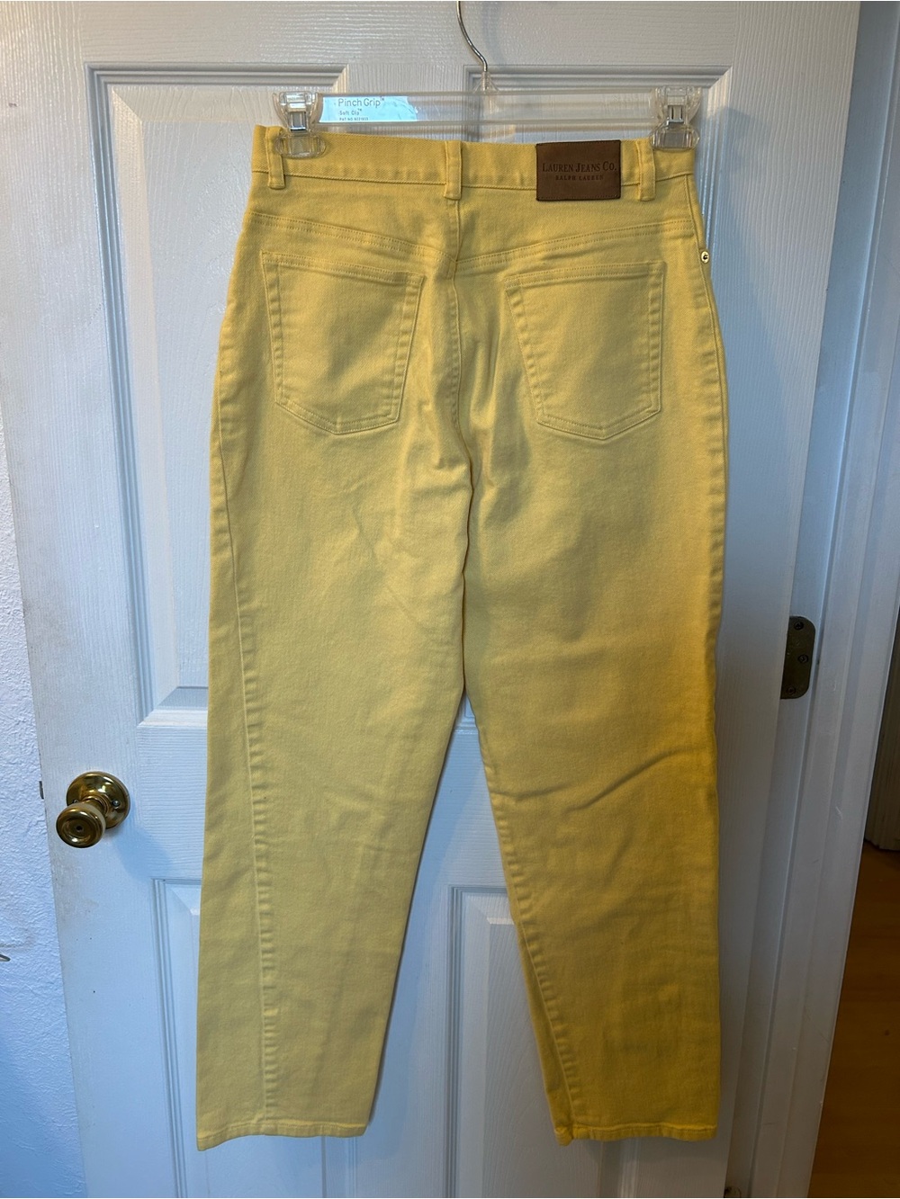 Ralph Lauren jeans co yellow denim jeans size 8 brown logo patch on back - Picture 3 of 7